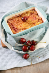 Milchreisauflauf  mit Kirschen