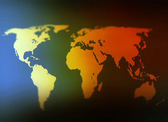 Day and night world map selective focus