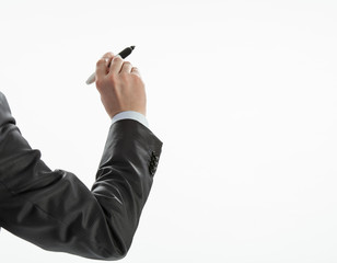 Businessman's hand writing