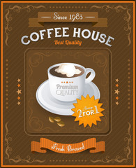 Vintage Coffee House card eps 10 illustration