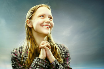 Portrait of a beautiful teen girl smiling