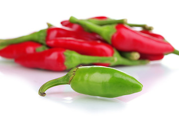 little hot peppers isolated on white