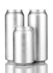 Aluminum cans isolated on black
