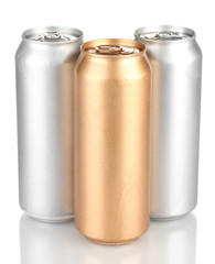 Aluminum cans isolated on white
