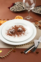 Holiday table setting close-up