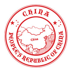 Naklejka premium Stamp with the name and map of China, vector illustration