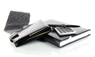 Set of business accessories isolated on white