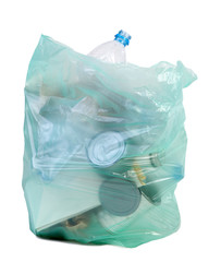 Bag full of rubbish isolated on white background