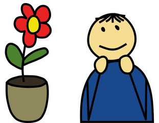 Junge mit Blume