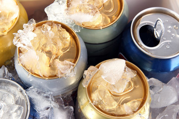 Metal tin on with ice close-up