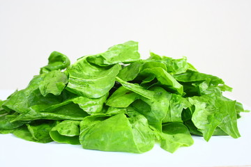 feuilles d'épinard sur fond blanc