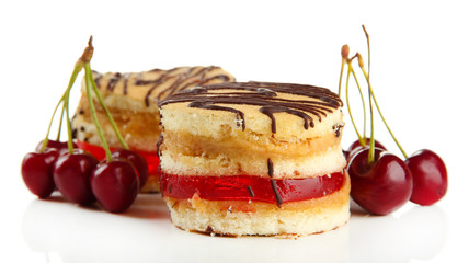 Tasty biscuit cakes, isolated on white