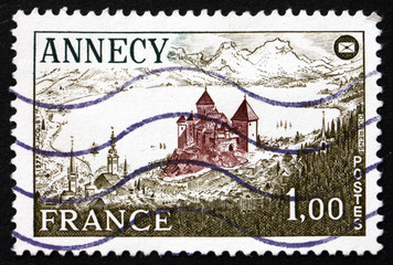 Postage stamp France 1977 Annecy Chateau, Haute-Savoie departmen