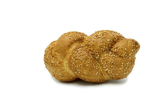 Loaf of challah bread isolated on white background