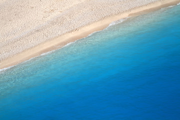 beautiful beach with great colors from above in greece