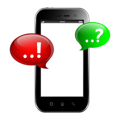 Smart-phone with question and answer speech bubbles