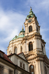 Fototapeta na wymiar Ancient tower with clock in a Prague