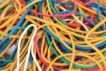Colorful rubber bands close-up
