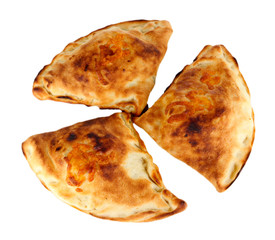 Pizza calzones isolated on white