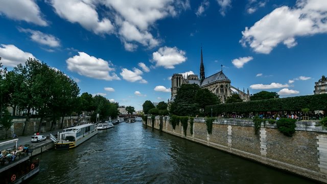 Notre Dame Cathedral and Seine River, Paris, France