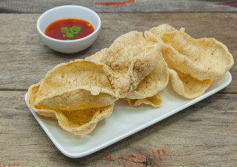 Fresh crunchy fish crackers.