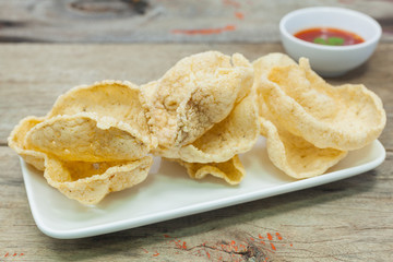 Fresh crunchy fish crackers.