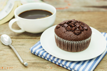 A Cup of coffee with bakery.