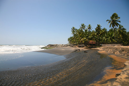 Varkala black beach, India.