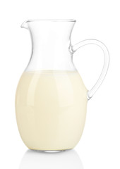Milk in jug isolated on white