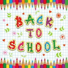 Caption Back to school and colored pencils - 53944902