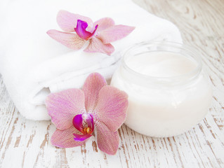 moisturizing cream with pink orchids