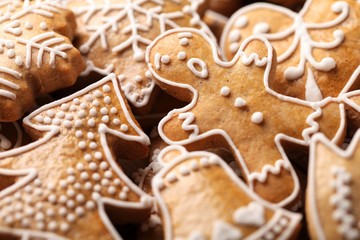 Obraz na płótnie Canvas Close-up of Christmas gingerbread cookies.