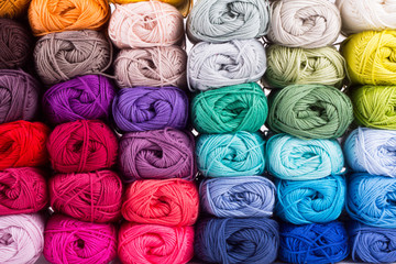 colorful yarn in white background