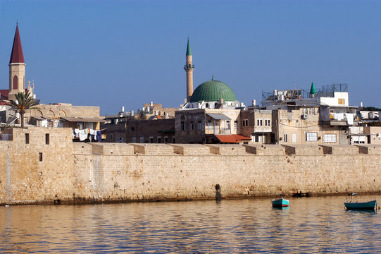 The wall of Acre in Akko Israel