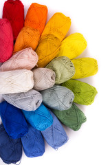 colorful yarn in white background