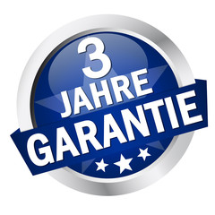 Button mit Banner " 3 JAHRE GARANTIE "