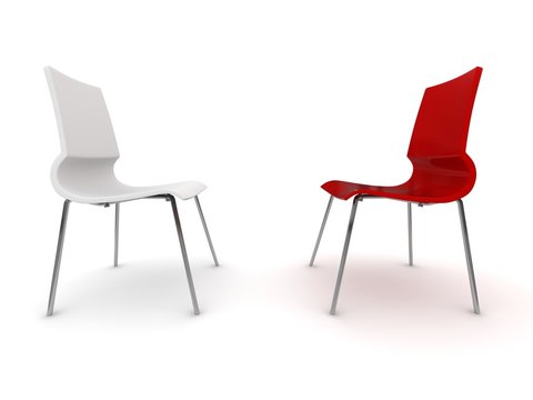 roter Stuhl mit weissem weißen Stuhl Rendering