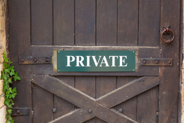 Exterior door with Private sign