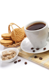 Cup of coffee and cookies