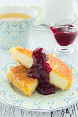 Grilled cheese with cranberry sauce.