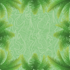 Palm leaves and abstract pattern