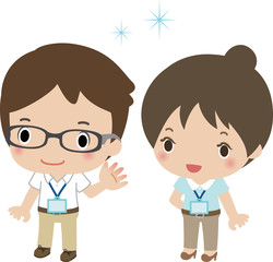 半袖の会社員の男女