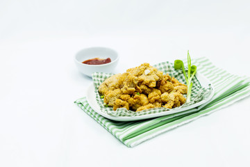 Homemade crispy chicken nuggets.