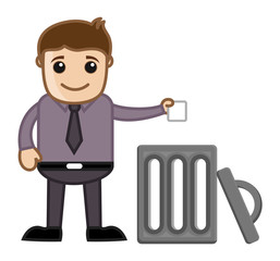 Man Throwing Garbage in Trash