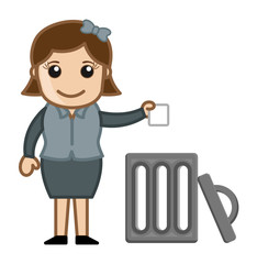 Woman Throwing Garbage in Trash