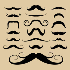 Set of black mustaches. Illustration eps10