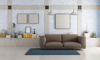 Brown couch in a loft