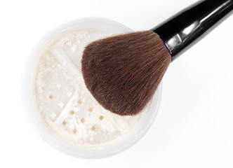 painbrush with powder for make-up artist, brush focus