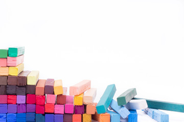 closeup of crayons on a white background