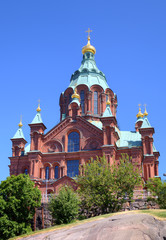 Fototapeta na wymiar Uspenski Rosyjski Kościół Prawosławny. Helsinki, Finlandia